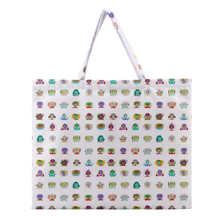 All The Aliens Teeny Zipper Large Tote Bag