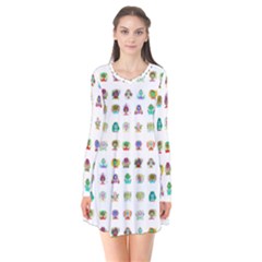 All The Aliens Teeny Long Sleeve V-neck Flare Dress