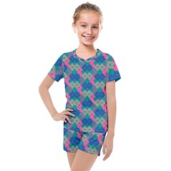 Geo Puzzle Kids  Mesh Tee And Shorts Set