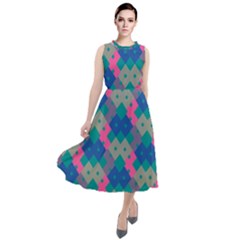 Geo Puzzle Round Neck Boho Dress