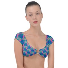 Geo Puzzle Cap Sleeve Ring Bikini Top