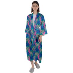 Geo Puzzle Maxi Satin Kimono