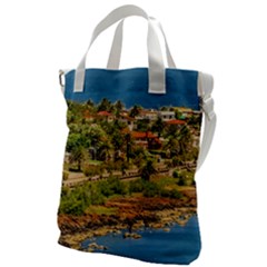 Punta Colorada Aerial Landscape Scene, Uruguay Canvas Messenger Bag by dflcprintsclothing