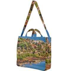 Punta Colorada Aerial Landscape Scene, Uruguay Square Shoulder Tote Bag by dflcprintsclothing