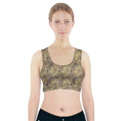 Retro Stlye Floral Decorative Print Pattern Sports Bra With Pocket