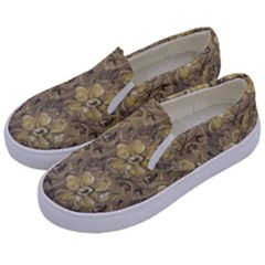 Retro Stlye Floral Decorative Print Pattern Kids  Canvas Slip Ons by dflcprintsclothing