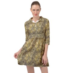 Retro Stlye Floral Decorative Print Pattern Mini Skater Shirt Dress by dflcprintsclothing