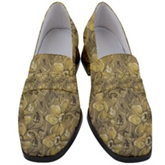 Retro Stlye Floral Decorative Print Pattern Women s Chunky Heel Loafers by dflcprintsclothing