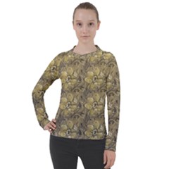 Retro Stlye Floral Decorative Print Pattern Women s Pique Long Sleeve Tee