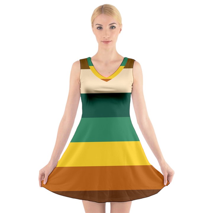 Retro 80s V-Neck Sleeveless Dress