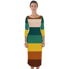 Retro 80s Quarter Sleeve Midi Bodycon Dress by tmsartbazaar