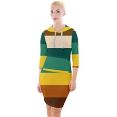 Retro 80s Quarter Sleeve Hood Bodycon Dress by tmsartbazaar