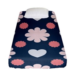 Flowers And Hearts  Fitted Sheet (single Size) by MooMoosMumma