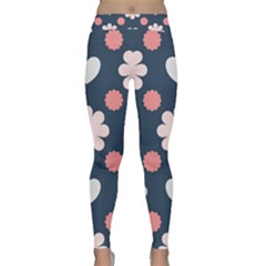 Flowers And Hearts  Classic Yoga Leggings by MooMoosMumma