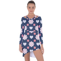 Flowers And Hearts  Asymmetric Cut-out Shift Dress by MooMoosMumma