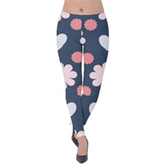 Flowers And Hearts  Velvet Leggings by MooMoosMumma