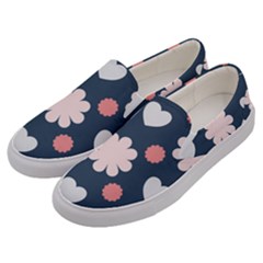 Flowers And Hearts  Men s Canvas Slip Ons by MooMoosMumma