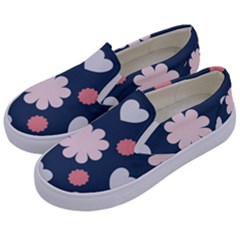 Flowers And Hearts  Kids  Canvas Slip Ons by MooMoosMumma