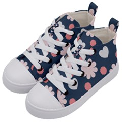 Flowers And Hearts  Kids  Mid-top Canvas Sneakers by MooMoosMumma