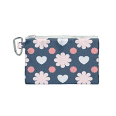 Flowers And Hearts  Canvas Cosmetic Bag (small) by MooMoosMumma