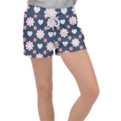 Flowers And Hearts  Velour Lounge Shorts by MooMoosMumma