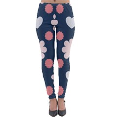 Flowers And Hearts  Lightweight Velour Leggings by MooMoosMumma