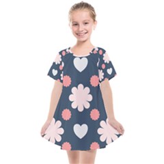 Flowers And Hearts  Kids  Smock Dress by MooMoosMumma