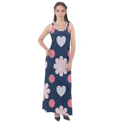 Flowers And Hearts  Sleeveless Velour Maxi Dress by MooMoosMumma