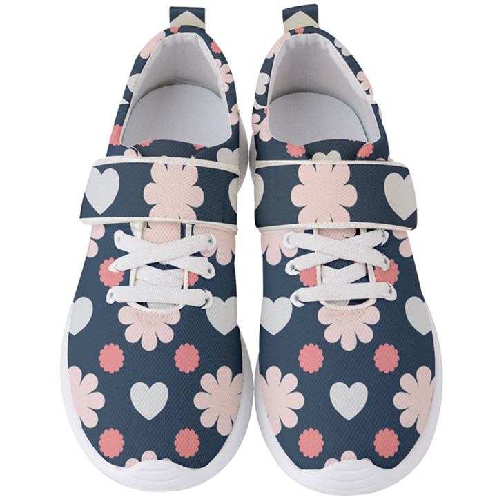 Flowers and Hearts  Men s Velcro Strap Shoes