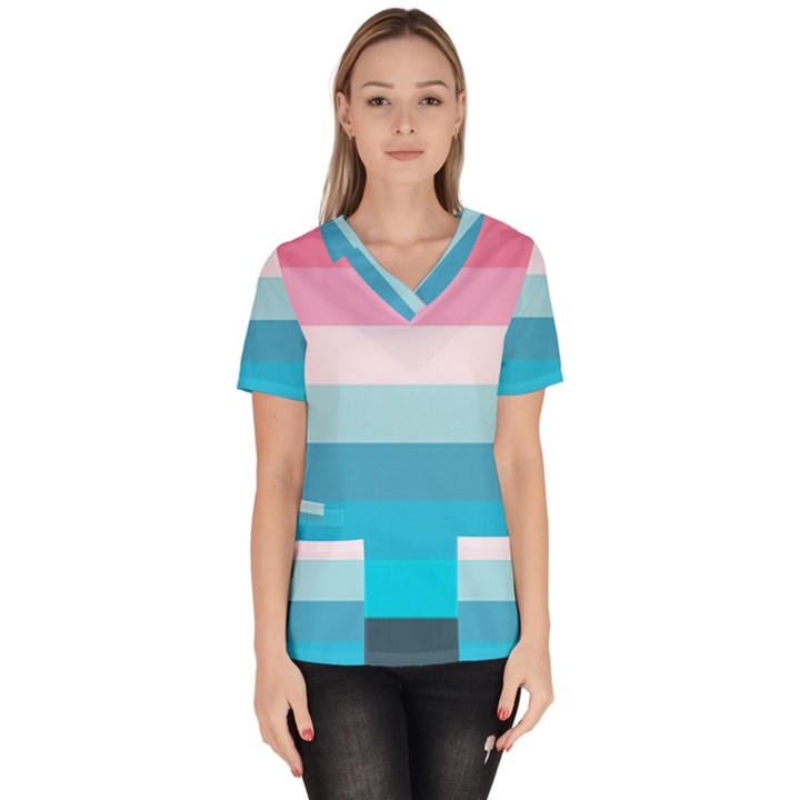 Sea And Sunset Women s V-Neck Scrub Top