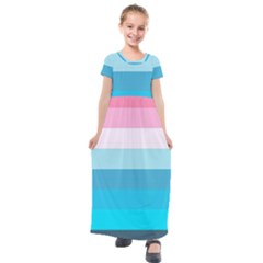 Sea And Sunset Kids  Short Sleeve Maxi Dress by tmsartbazaar