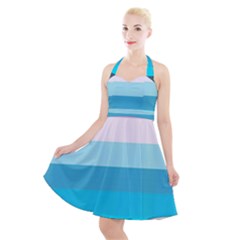 Sea And Sunset Halter Party Swing Dress  by tmsartbazaar