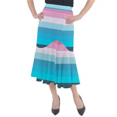 Sea And Sunset Midi Mermaid Skirt by tmsartbazaar