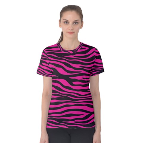 Pink Zebra Women s Cotton Tee by Angelandspot