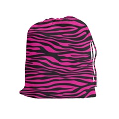 Pink Zebra Drawstring Pouch (xl) by Angelandspot