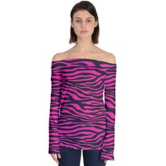 Pink Zebra Off Shoulder Long Sleeve Top by Angelandspot