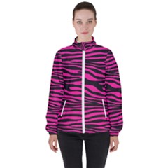 Pink Zebra Women s High Neck Windbreaker by Angelandspot