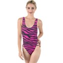 Pink Zebra High Leg Strappy Swimsuit View1