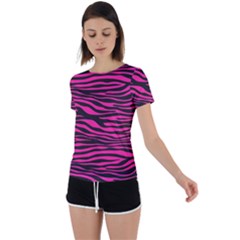 Pink Zebra Back Circle Cutout Sports Tee