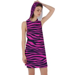 Pink Zebra Racer Back Hoodie Dress