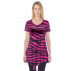 Pink Zebra Short Sleeve Tunic  by Angelandspot