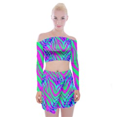 Wild And Crazy Zebra Off Shoulder Top with Mini Skirt Set