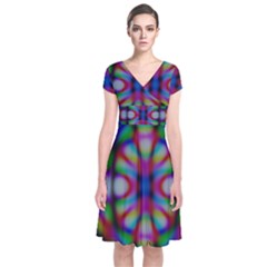 Carnivale Short Sleeve Front Wrap Dress