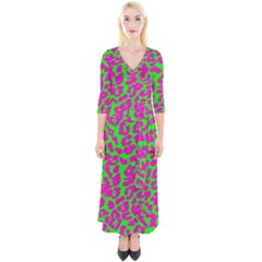 Neon Big Cat Quarter Sleeve Wrap Maxi Dress by Angelandspot