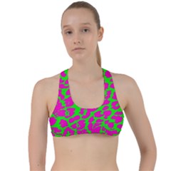 Neon Big Cat Criss Cross Racerback Sports Bra by Angelandspot