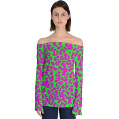 Neon Big Cat Off Shoulder Long Sleeve Top by Angelandspot