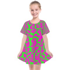 Neon Big Cat Kids  Smock Dress by Angelandspot