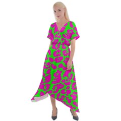 Neon Big Cat Cross Front Sharkbite Hem Maxi Dress by Angelandspot