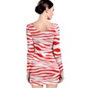 Red and White Zebra Long Sleeve Bodycon Dress View2