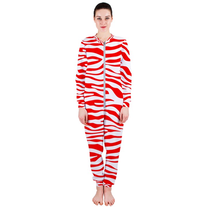 Red and White Zebra OnePiece Jumpsuit (Ladies) 